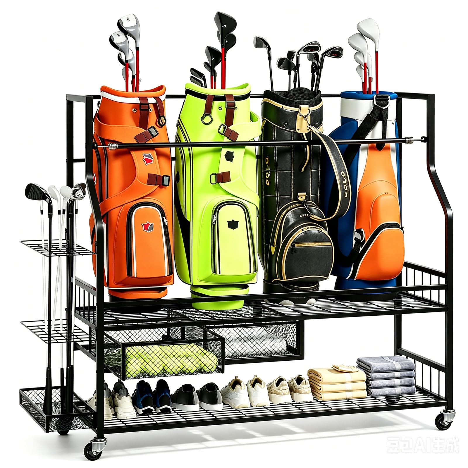 Golf Equipment Garage Organizer - Organizer Penyimpanan Tas Golf untuk Garasi,