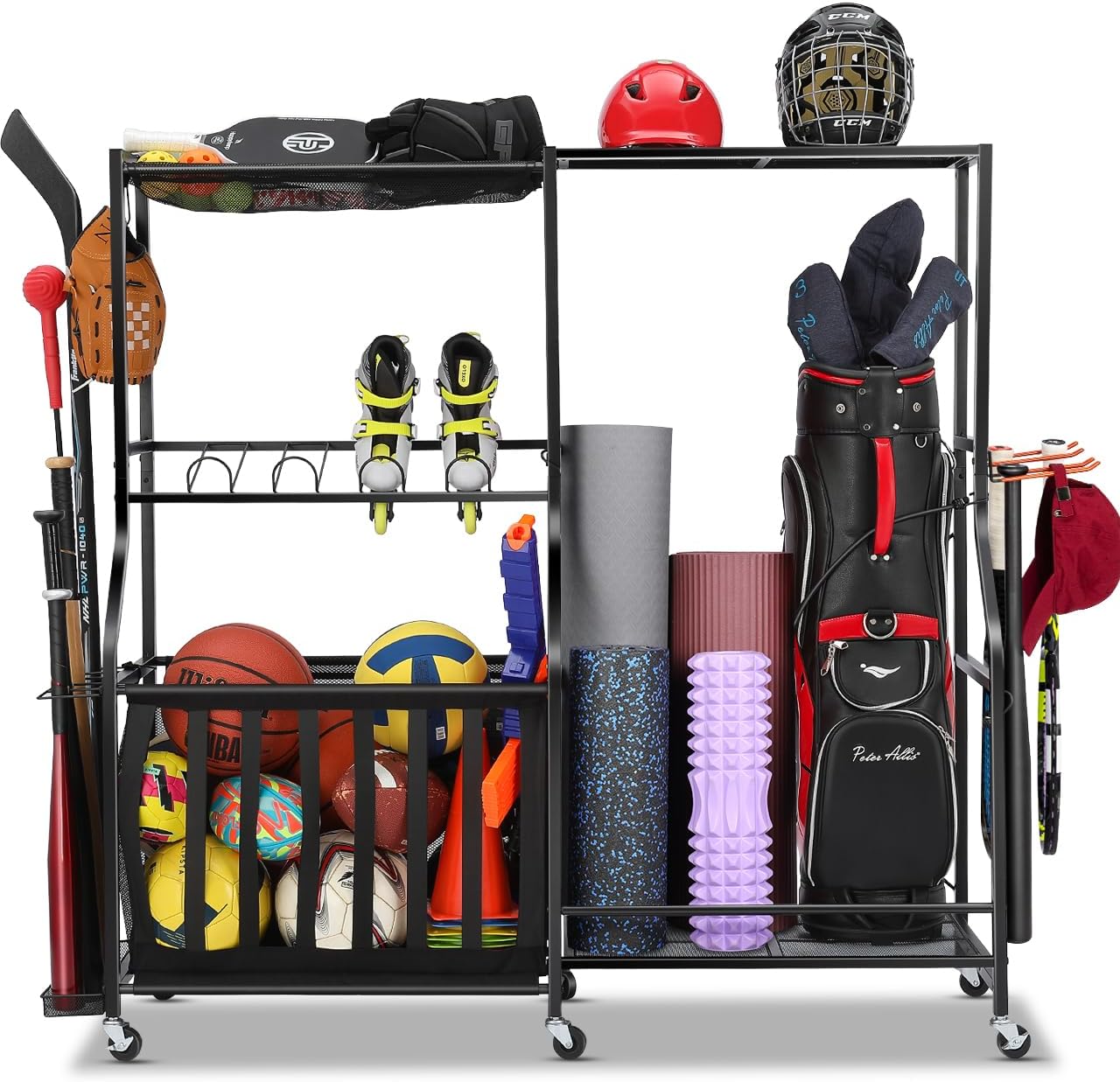 Golf Equipment Garage Organizer - Organizer Peralatan Olahraga Garasi Dengan Roda,