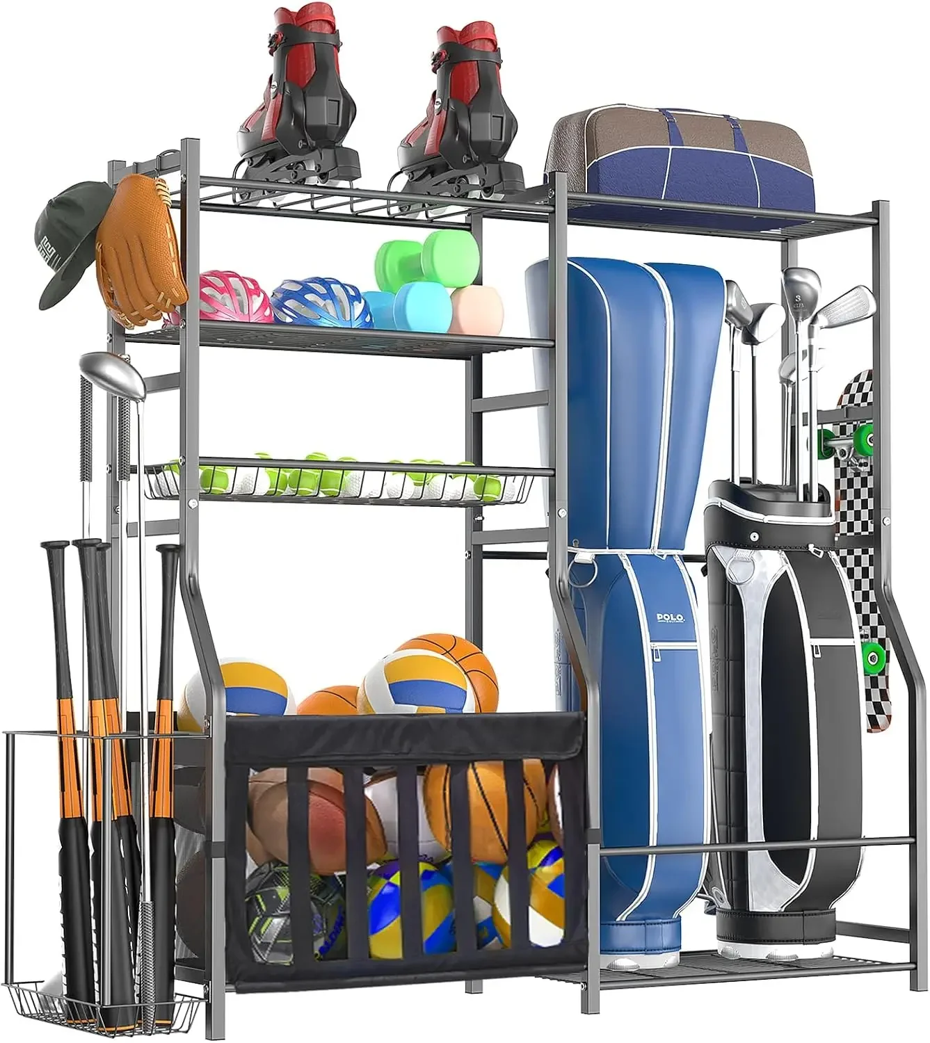 Golf Equipment Garage Organizer - Organizer Peralatan Olahraga Garasi Heavy Duty,