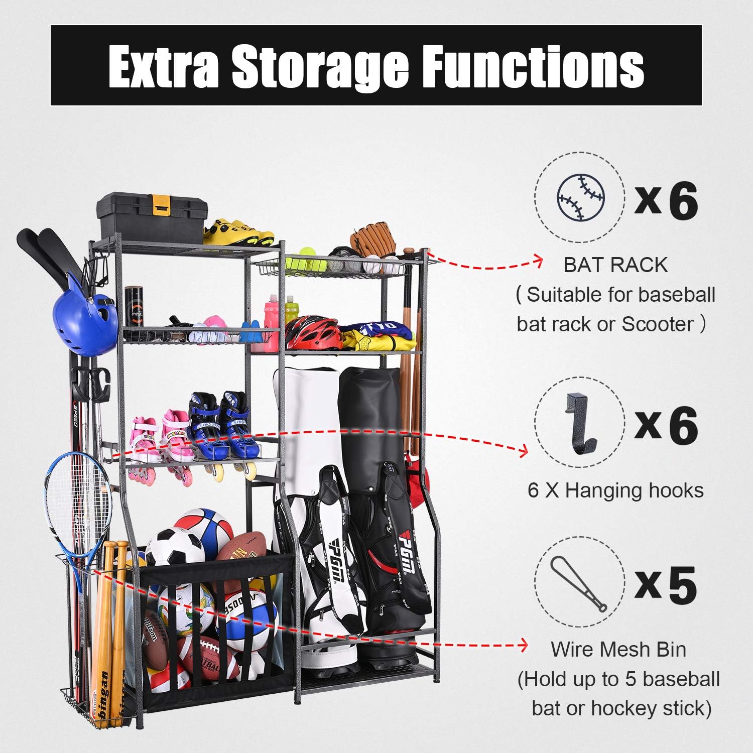 Rak Penyimpanan Peralatan Olah - Golf Equipment Garage Organizer ulasan dan harga
