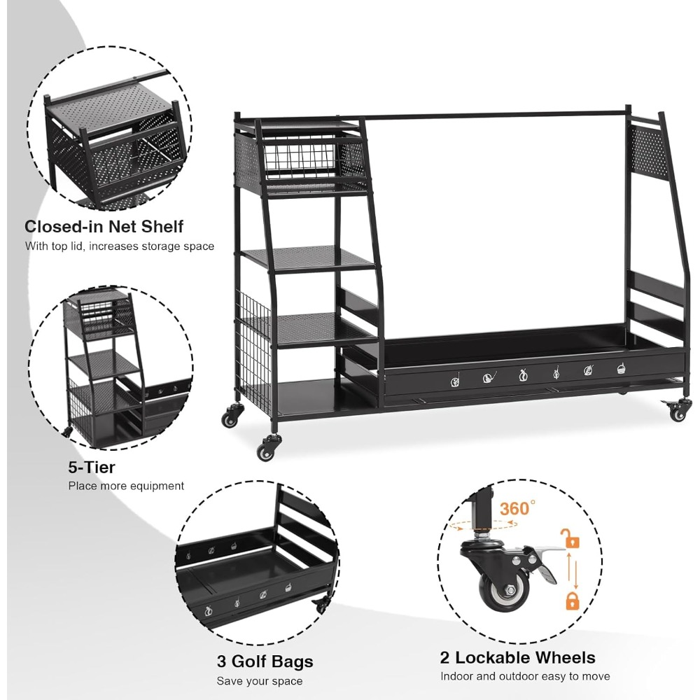 Rak Penyimpanan Tas Golf, Peny - Golf Equipment Garage Organizer ulasan dan harga