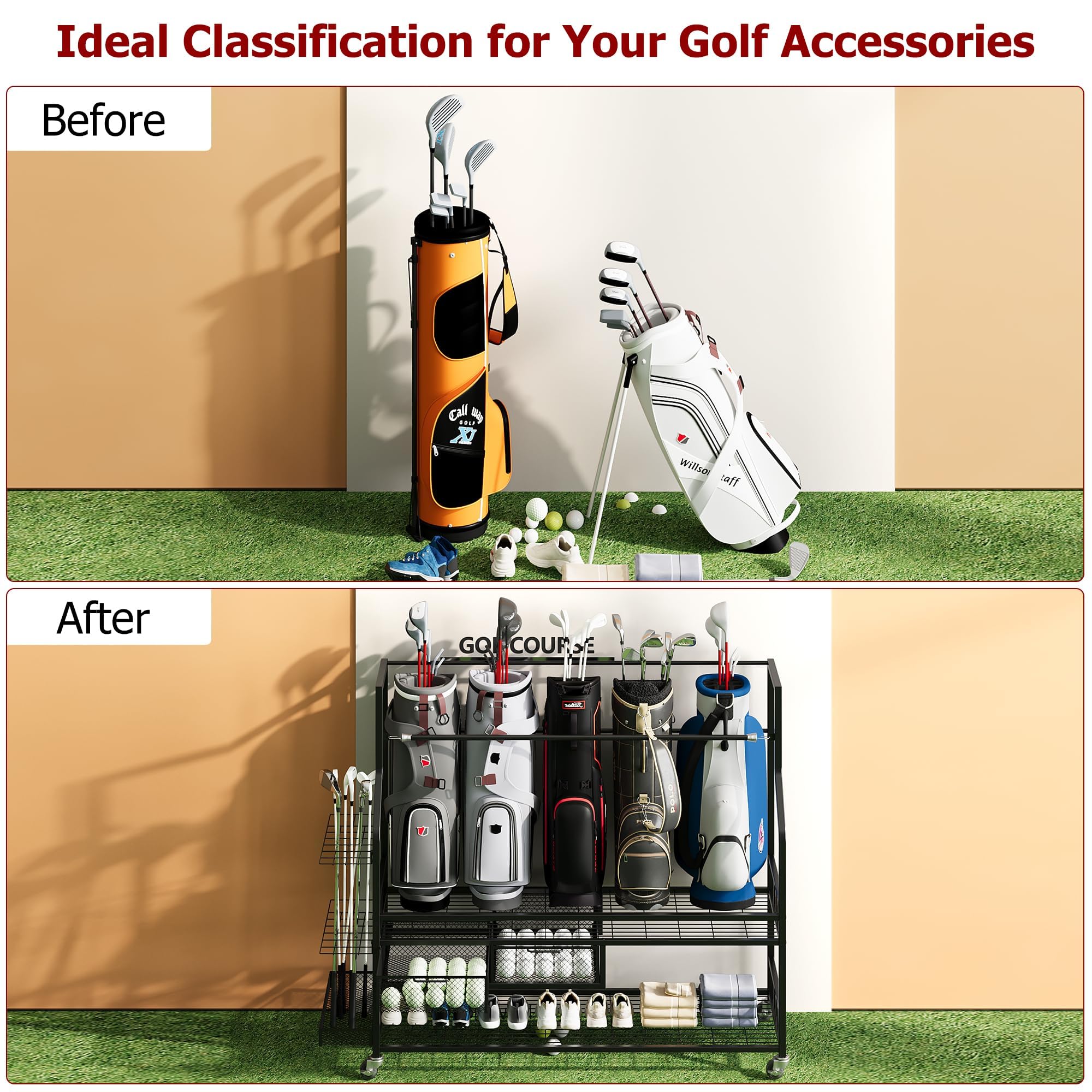 Organizer Penyimpanan Tas Golf - Golf Equipment Garage Organizer ulasan dan harga
