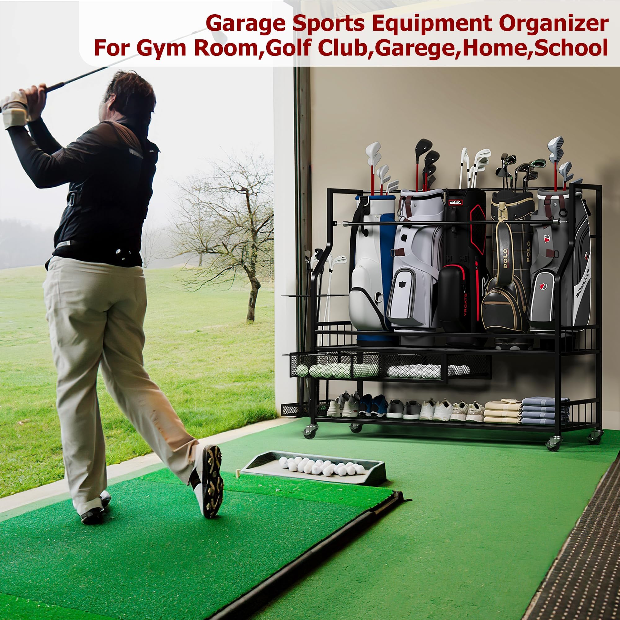 Organizer Penyimpanan Tas Golf - Golf Equipment Garage Organizer ulasan dan harga